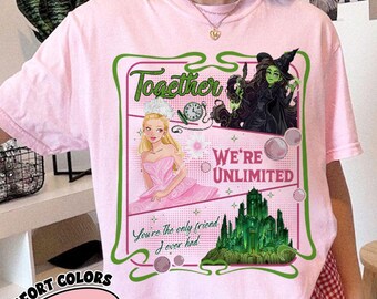 Wicked Together We're Unlimited Shirt, Wizard Defying Gravity Tee, Retro Pink Green Musical Sweatshirt, Broomstick Magic Wand Shirt