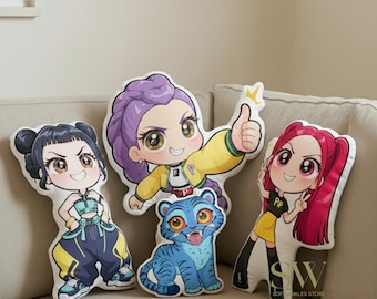 Simpatico cuscino Chibi Huntrix, peluche Rumi Mira Zoey Warrior, peluche Kpop Demon Hunter, regalo personalizzato per bambini, regalo per bambini, regalo di compleanno