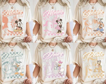 Vintage Disney Mickey And Friends Classic Shirt, Checkered Mickey Shirt, Disneyworld Shirt, Disneyland Shirt, Disney Family Vacation Shirts