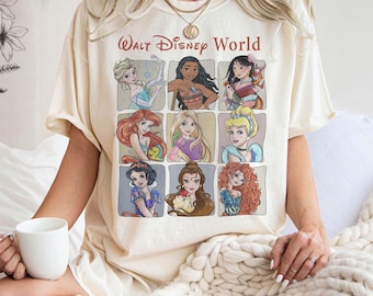 Camisetas retro de princesas Disney, camisetas vintage de princesas Disney, camisetas a juego de la familia Disney, camisetas divertidas de princesas Disney, camisetas de viaje familiar de Disney