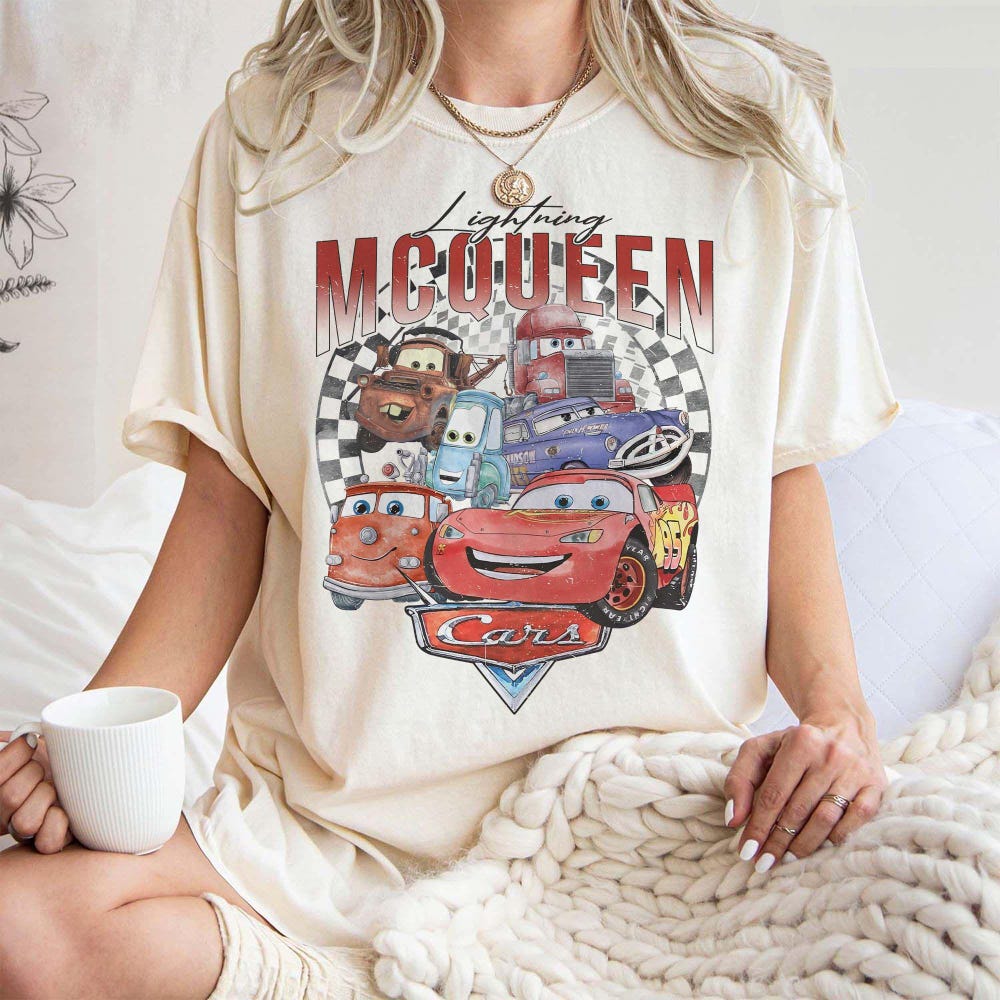 Snorider Design Retro Lightning Mcqueen Shirt, Vintage Disney Cars Shirt, Disney Car Pixar Shirt, Cars Theme Birthday Shirt, Cars Character,Disney Cars Land