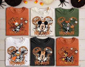 Personalizacja Disney Halloween Wszystkie postacie Koszulki, Mickey i przyjaciele Halloween Koszulka, Halloween Party, Disney Family Halloween Koszulki