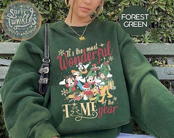 Vintage It's The Most Wonderful Time of The Year Disney-kerstshirt, Mickey and Friends-kerstshirt, Mickey's Very Merry Christmas