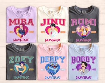 Camiseta de Cazadores de Demonios de Kpop para mujer, manga Jinu, PIN de Huntrix de Kpop, merchandising de Cazadores de Demonios, póster de fans de Saja Girls, camiseta de Kpop, camiseta de grupo de chicos
