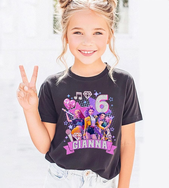 Custom Huntrix Birthday Girl Shirt, Personalized Kpop Demon Hunter Birthday Tee, Back to School, Gift for Huntrix fan,Birthday Gift for Kid