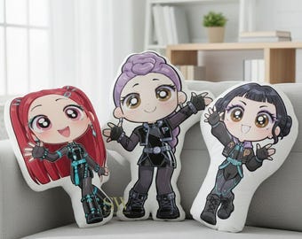 Simpatico cuscino Chibi Huntrix, peluche Rumi Mira Zoey Warrior, peluche Kpop Demon Hunter, regalo personalizzato per bambini, regalo per bambini, regalo di compleanno