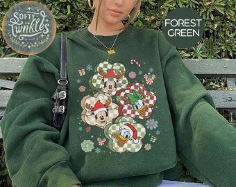 Vintage Mickey and Friends Checkered Christmas Shirts, Disneyland Mickey's Very Merry Christmas Shirt, Magic Kingdom Christmas Holiday Shirt