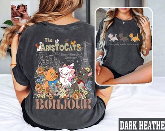 Retro Two-sided Disney Aristocats Picture Purr-fect 1970 Bonjour Shirt, The Aristocats Marie Toulouse Berlioz, Everybody Wants To Be A Cat
