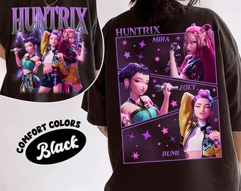 Huntrix Demon Hunters Comfort Colors Tee, Huntrix Girls T Shirt, Mira Rumi Joey Shirt, Demon Hunter Merch Gift For Kpop Fan,Kpop Movie Shirt