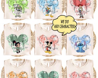 Camiseta de todos los personajes de Disney, camiseta de Mickey Friends, camiseta de Toy Story, camiseta de Star Wars, camiseta de princesas de Disney, camiseta a juego de la familia de Disneyland