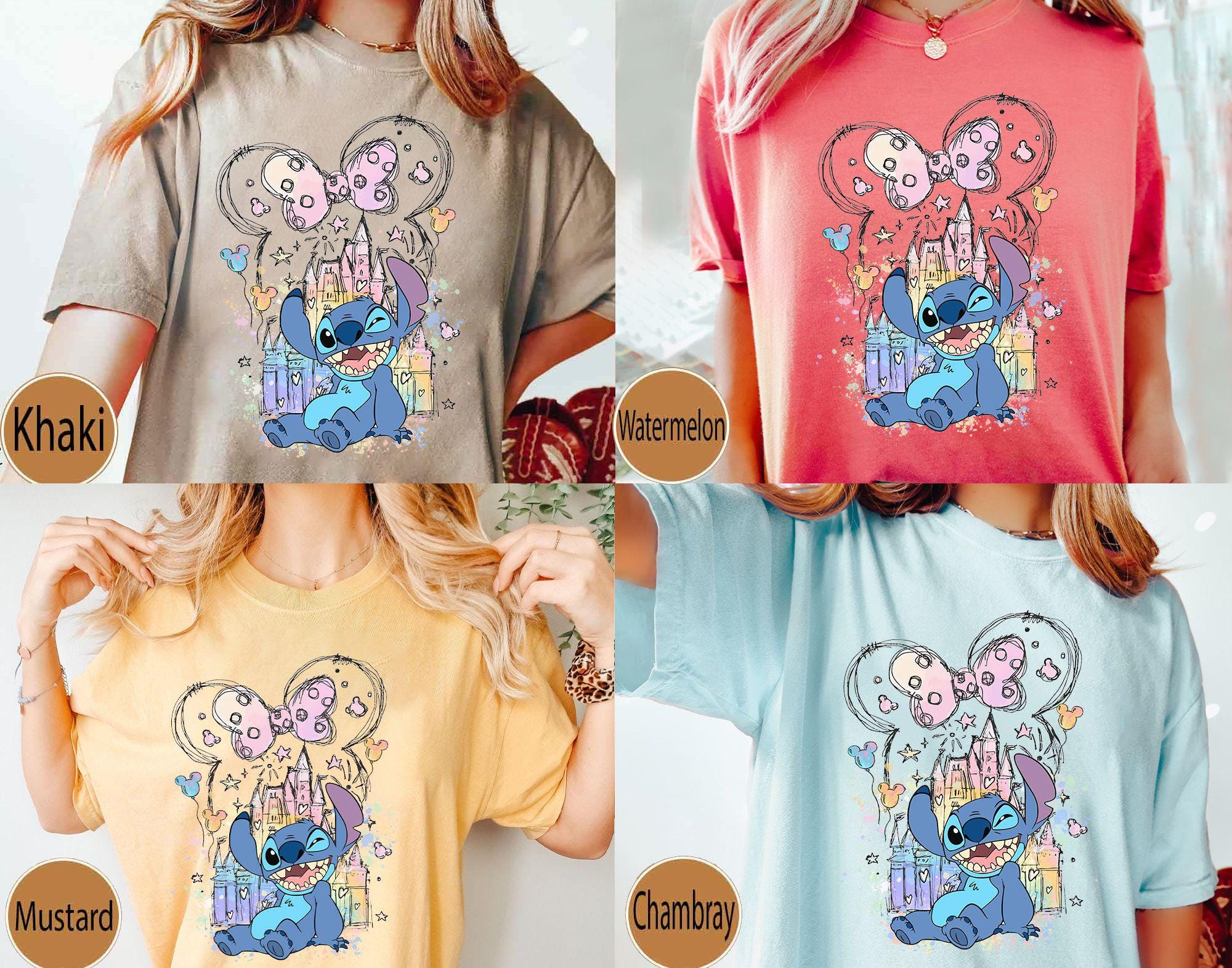 ディズニー スティッチ シャツ、ミッキー キャッスル T シャツ、犬好き 