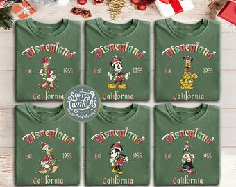 Retro Disneyland Christmas Sweatshirts, Disney Christmas Shirt, Mickey and Friends Christmas Shirt, Disneyland Est 1955 Christmas Sweatshirt