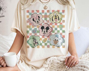 Retro vårmusvänner komfortfärger-skjorta, vintage Disney-skjorta, Musse Pigg-skjorta, Mickey Minnie Donal Daisy-skjorta, Disneyland-skjorta
