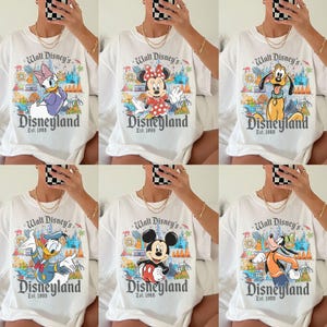 Retro Walt Disney&#39;s Disneyland All Characters Shirt, Mickey and Friends, Disneyland Shirt, Personalized Disney Tee, Disney Family Trip Shirt