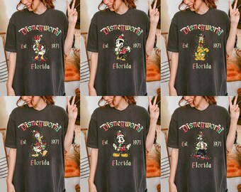 Retro Disneyworld Est 1971 Weihnachten Sweatshirt, Micky und Freunde Weihnachtsshirt, Disneyworld Weihnachtsreise 2024 Sweatshirt, Disney T-Shirts