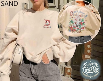 Retro Mickey & Friends Disneyland Christmas Sweatshirt, Vintage Disney Christmas Party 2024 Shirt, Disney Castle Shirt, Family Christmas Tee