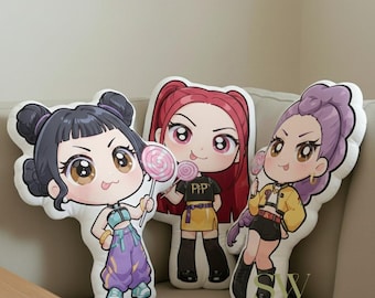Simpatico cuscino Chibi Huntrix, peluche Rumi Mira Zoey Warrior, peluche Kpop Demon Hunter, regalo personalizzato per bambini, regalo per bambini, regalo di compleanno