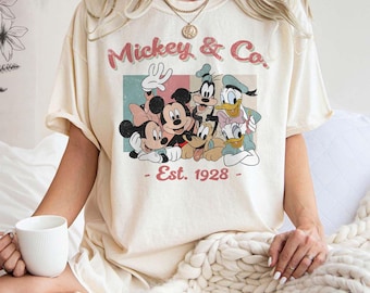 Vintage Mickey en zijn vrienden Est 1928, retro Disney-shirt, Disney-shirt dames, vintage Disney-shirt, shirt Disney-familie, shirt Disneyland