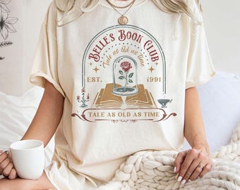 Maglietta Retro Belle's Book Club, Maglietta La bella e la bestia, Maglietta Principessa Belle, Maglietta Regalo per gli amanti dei libri