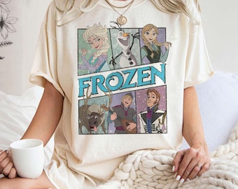 Comfort Colors® Retro Frozen Movie Characters Shirt, Vintage Frozen Shirt, Elsa Princess Shirt, Elsa Anna Olaf Shirt, Disney Frozen Shirt
