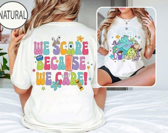 Retro We Scare Because We Care Shirts, Monster Inc Shirt, Pixar Shirt, Monsters Incs Birthday Shirt, Mike And Sulley Tee, Kids Disney Shirts
