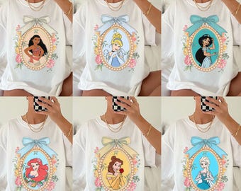 Retro Disney Princess Comfort Colors Shirt, Coquette Disney Princess Tee, Disney Girl Trip Tee, Disney Group Shirt, Personalized Disney Tee