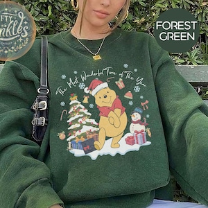Retro Winnie The Pooh Christmas Sweatshirt, The Most Wonderful Time Of The Year Winnie The Pooh Lights Sweatshirt, Disney Pooh Bear Tshirt