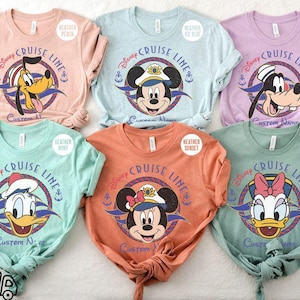 Magliette personalizzate con tutti i personaggi Mickey & Friends Disney Cruise 2025 2026, maglietta Disney Cruise Line, maglietta abbinata per la vacanza in crociera in famiglia