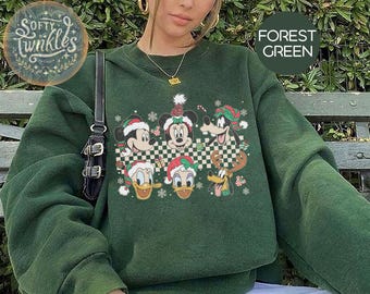 Vintage Mickey and Friends Checkered Christmas Shirts, Disneyland Mickey's Very Merry Christmas Shirt, Magic Kingdom Christmas Holiday Shirt