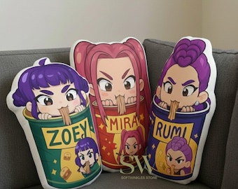 Simpatico cuscino Chibi Huntrix, peluche Rumi Mira Zoey Warrior, peluche Kpop Demon Hunter, regalo personalizzato per bambini, regalo per bambini, regalo di compleanno