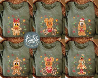 Vintage Disney Mickey und Freunde Lebkuchenbäckerei Weihnachten T-Shirt, Personalisierung Disneyland Merry Xmas T-Shirt, Urlaub Familiengeschenk