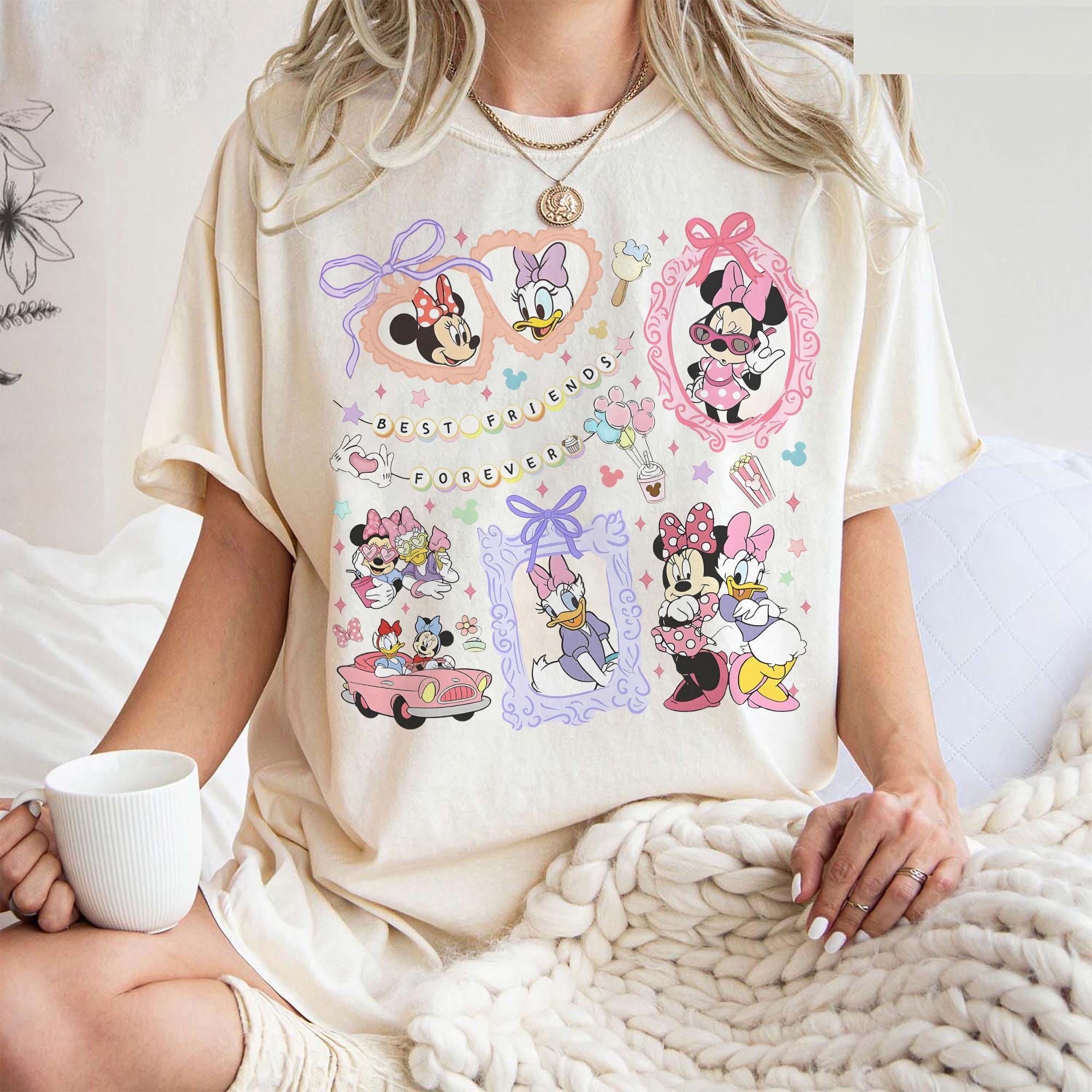 Retro Coquette Bows Minnie and Daisy Besties Shirt, Disney Besties Tee, Disney Girls Trip Shirt, Magic Kingdom Disneyland Matching Girls Tee