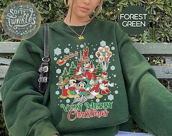 Retro Mickey's Very Merry Christmas Party 2024-sweatshirt, Mickey and Friends-kerst-T-shirt, bijpassende Disney-T-shirts voor kerst, kerstreis