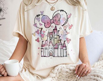 Comfort Color® Disney Castle Floral Minnie Shirt, Happiest Place on Earth Shirt, Magic Kingdom Castle, Vintage Disney Shirt, 00121