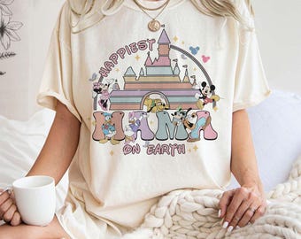 Camiseta Disney Happiest Mama On Earth Comfort Colors, camiseta Disney Mama, camiseta Disney Mom, regalo para mamá, camiseta Disney Castle Mother's Day