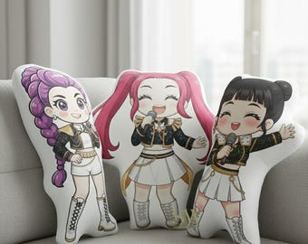 Simpatico cuscino Chibi Huntrix, peluche Rumi Mira Zoey Warrior, peluche Kpop Demon Hunter, Huntrix Golden, regalo personalizzato per bambini, regalo per bambini