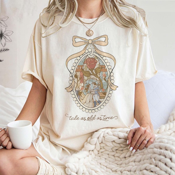 Vintage Tale As Old As Time Shirt, Disney Princess Comfort Color Shirt, Beauty And The Beast Disney Shirt Princess Belle Gift for her
