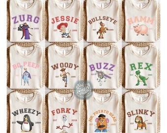 Camiseta de Toy Story familiar a juego con personalización, camisetas familiares de Disney, Woody, Buzz, Rex, Slinky, Jessie, camiseta de cumpleaños de Toy Story de Disney World
