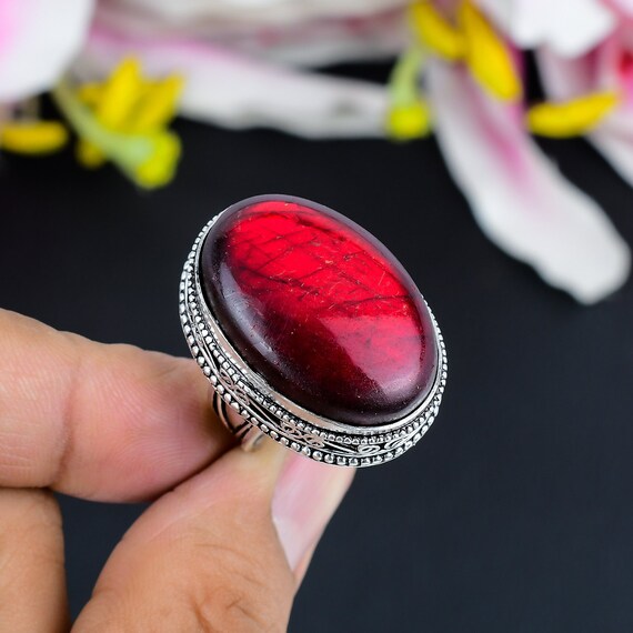 Red labradorite ring discount