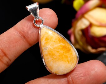 Yellow Aventurine Pendant 925 Sterling Silver Pendant Aventurine Gemstone Pendant Handmade Pendant Natural Stone Jewelry Gift For Her