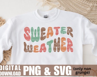 セーター天気 PNG、レトロな秋 SVG、秋の昇華デザイン、ヴィンテージグランジ秋の雰囲気 PNG、秋のデザイン svg、セーター天気