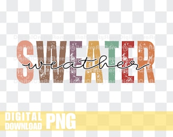 Pullover Wetter PNG, Vintage Grunge Herbst Vibes Png, Herbst Designs PNG, Multicolor Pullover Wetter png