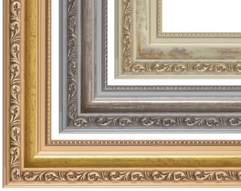Eleganter Barockrahmen ATHEN aus Kiefernholz mit Acrylglas – Gold Silber Vintage - Hochwertiger Holzrahmen - Sondermaße möglich