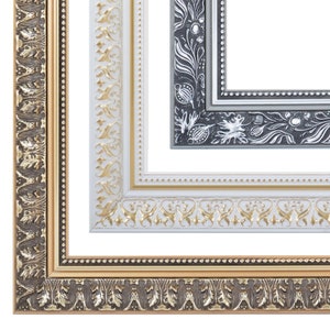 Baroklijst PRAG van grenenhout met acrylglas – Stijlvolle antieke look voor aan de muur - Goud Zilver Wit