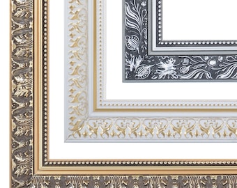 Barockrahmen PRAG aus Kiefernholz mit Acrylglas – Stilvolle Antik-Optik für Ihre Wände - Gold Silber Weiß
