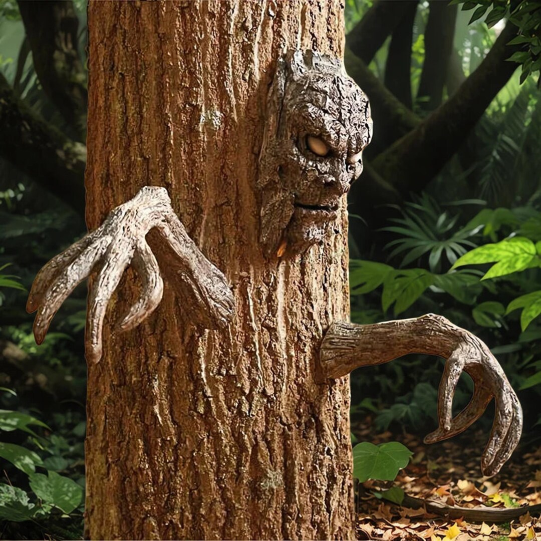 Halloween Tree Bark Face Scary Face Sculpture Garden Etsy