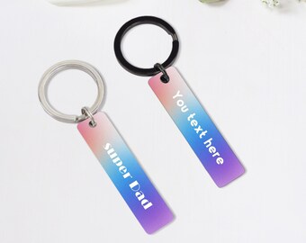Personalized UV Printed Keychain, Customized Stainless Steel Text Keychain, Valentine's Day Gift for Him/Her, Anniversary Gift