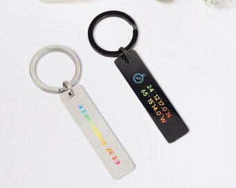 Personalized Keychain Custom Keychain Stainless Steel Personalized Gifts for Him/Her Gifts for Mom/Dad Birthday Anniversary Present