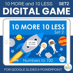 10 More 10 Less - Digital Math Activity - SET 2 - | Google Slides | Powerpoint