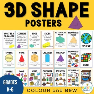 3D Shape Posters - side, vertices, faces - Real Life Math Terminology Poster | Geometry Posters | Math Vocabulary | Math Classroom